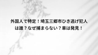 外国人で特定!埼玉三郷市ひき逃げ犯人は誰?なぜ捕まらない?車は発見!