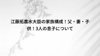 江藤拓農水大臣の家族構成!父・妻・子供!3人の息子について